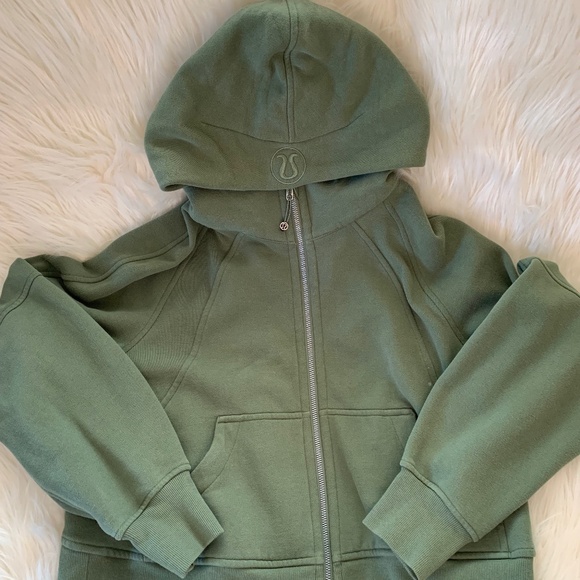 Lululemon Oversize Fullzip Scuba Crop Hoodie Green Twill Size XS/S - Picture 1 of 5